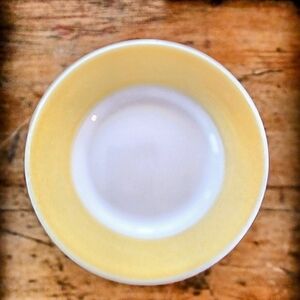 Yellow and White Stoneware Small Plate